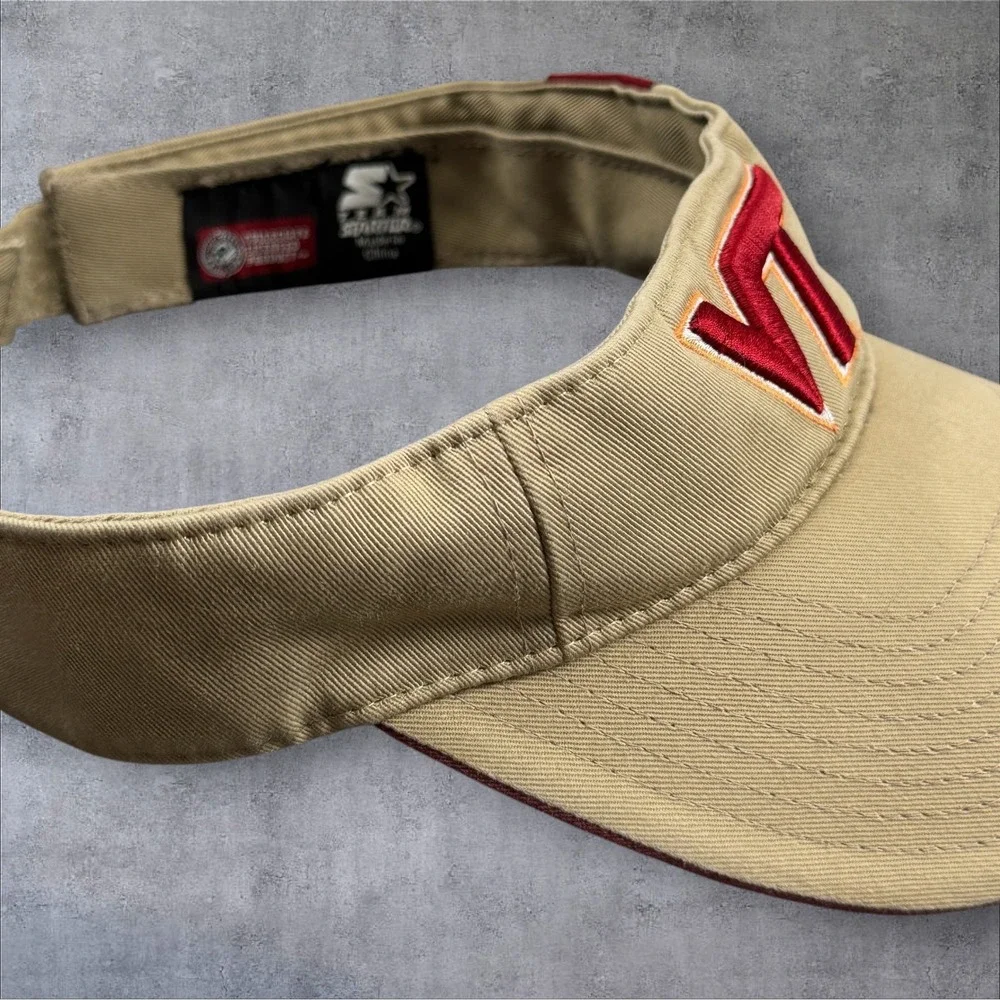 Starter Virginia Tech Hokies Visor Tan Embroidered Logo Adjustable Hat Licensed